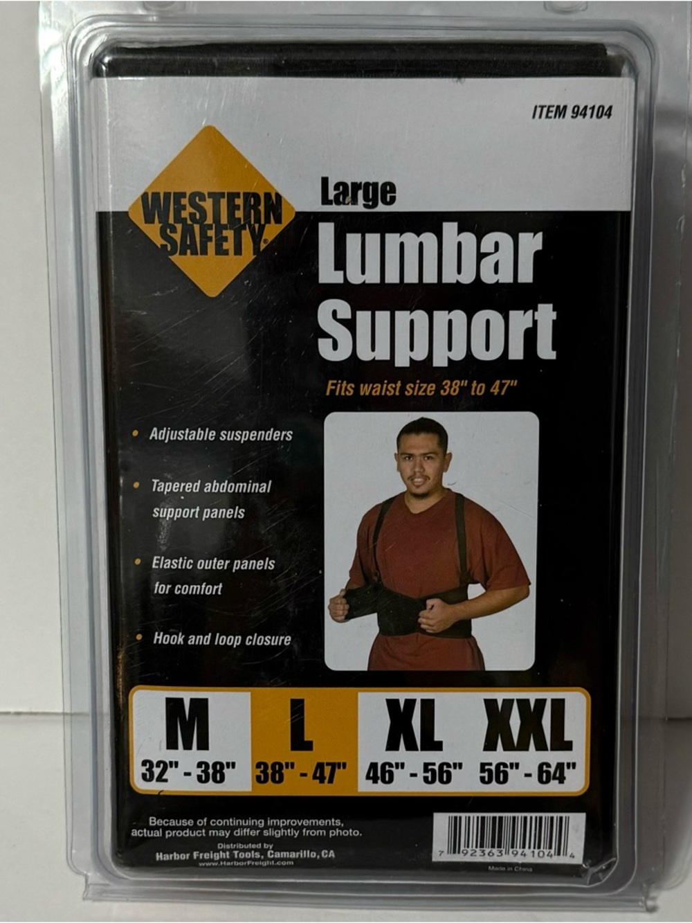 NWT Western Safety Large Lumbar Support - Black